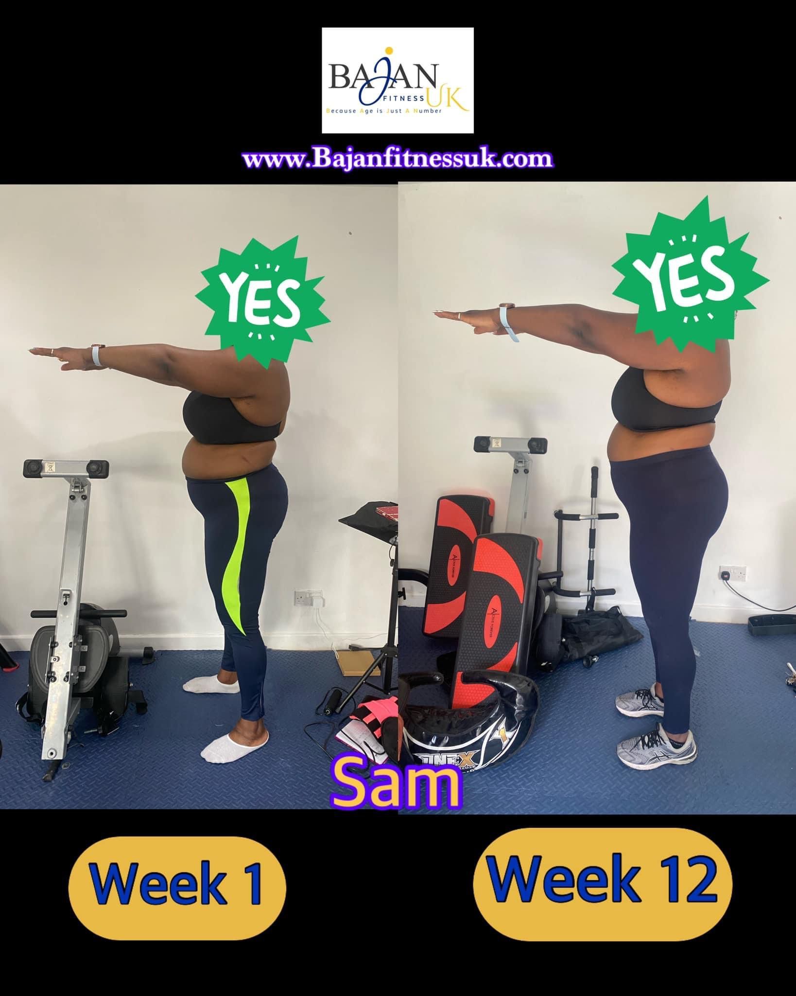 12+week+Bajan+Fitness+Client+Transformation+picture+side+view